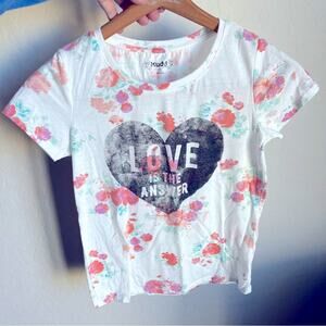 Mudd girls floral LOVE is the answer graphic tee shirt kids size 12